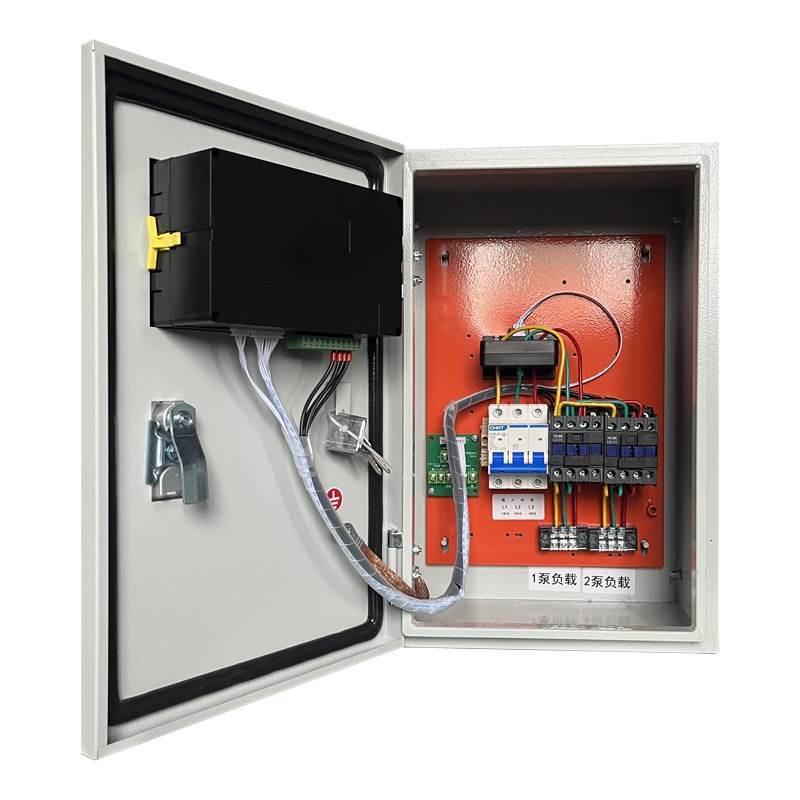 智能水泵控制箱液晶款一控二自动浮球压力液位单相三相排水供水
