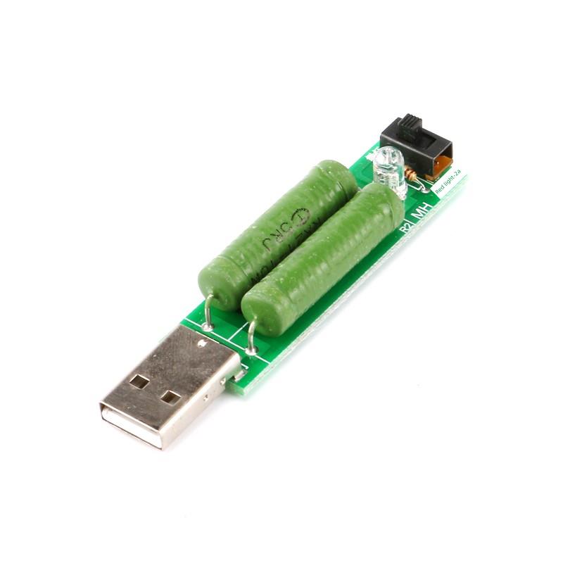 USB充电电流检测负载测试仪，带拨动开关，可放电老化电阻为2A/1A