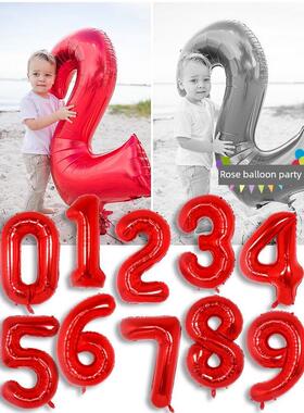 in 40英寸红色数字铝模具气球生日派对背景装饰婴儿成人户外照片