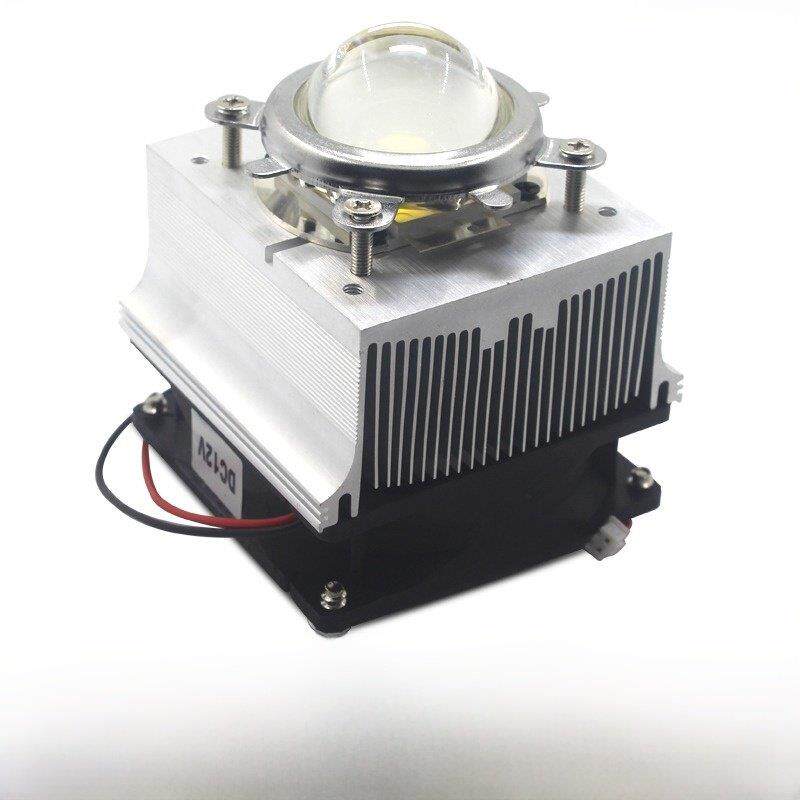 LED 散热器30W50W100W大功率LED散热器加风扇12V 44mm玻璃透镜