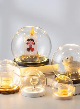 促销新款摆放花玻璃罩iy展示人偶宇航员积木盲盒工艺品 桌面摆件