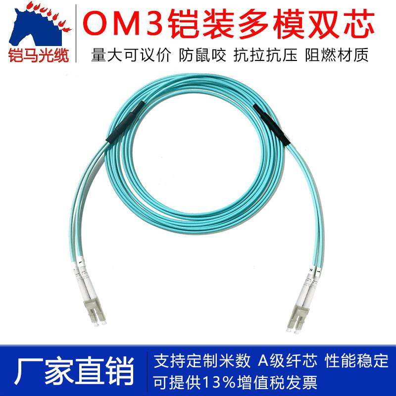 OM3万兆多模铠装光纤跳线双芯2芯室内防鼠咬网吧10G到桌面LC-LC