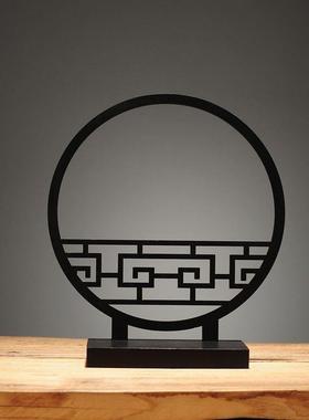 仿古木质屏风客厅桌面花瓶玄关酒柜电视机柜办公室美观装饰品摆设