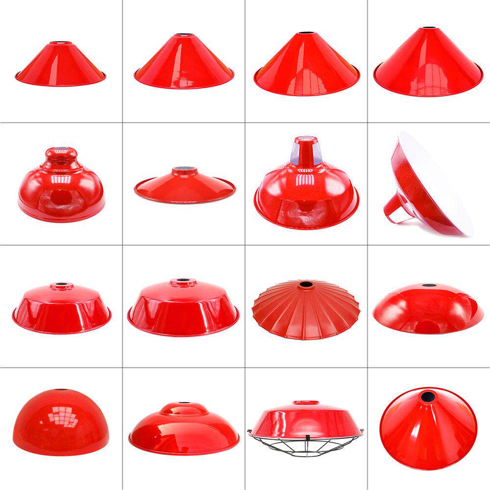 工业风红色铁艺灯罩 E27老式火锅店饭厅吊灯覆古港式个性通用配件