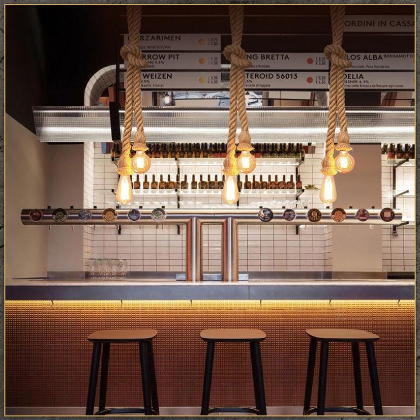 覆古工业风吊灯民宿咖啡厅吧台灯创意个性餐厅灯店铺装饰麻绳灯