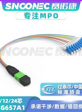 光纤跳线MPO-LC数据中心G657A1单模6/8/12/24芯电信级0.9分支跳线