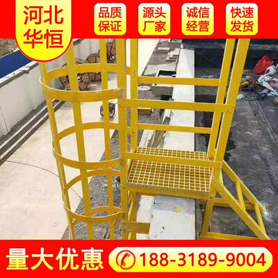 玻璃钢爬梯镀锌钢爬梯护笼安全带笼直爬梯基坑外墙固定梯扶手平台