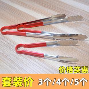 不锈钢食品夹子面包烧烤牛排夹菜烤肉馒头食物夹厨房家用防烫硅胶