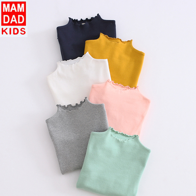 女童打底衫黑色纯棉上衣春秋薄款加绒儿童宝宝内搭白色半高领秋衣