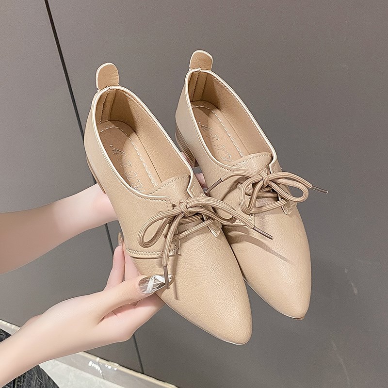 工作鞋女职业小皮鞋2024新款秋季百搭尖头平底大码女鞋41-43单鞋