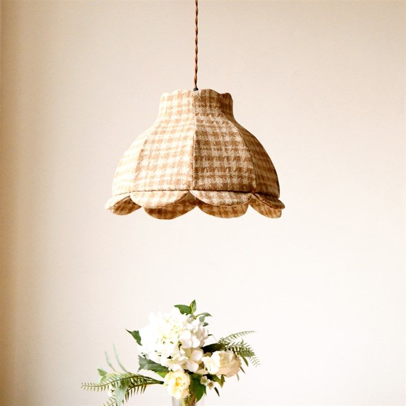 中古布艺 法式奶油风卧室吊灯 简约文艺 餐厅书房 复古格纹手工灯,家装灯饰光源,床头/玄关/吧台/过道吊灯,淘宝优惠券,粉丝福利购,淘宝优惠卷