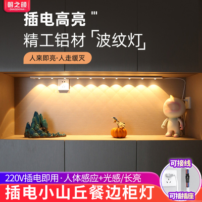 小山丘餐边柜灯带接线橱柜灯玄关酒柜220v插电式led人体感应灯条