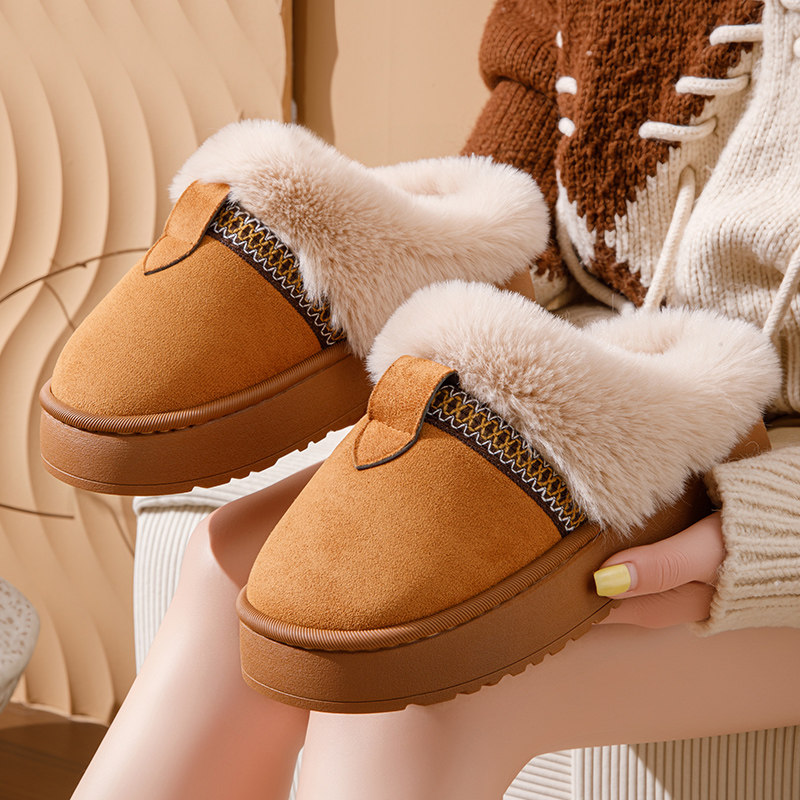 2025新款棉拖鞋毛毛厚实加绒加厚保暖居家室内防滑毛口网红包头拖