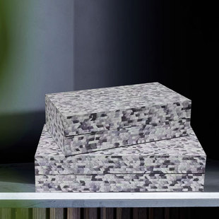 现代艺术黑白柜子收纳盒陈列摆件酒店客厅卧室家居饰品简约装饰盒