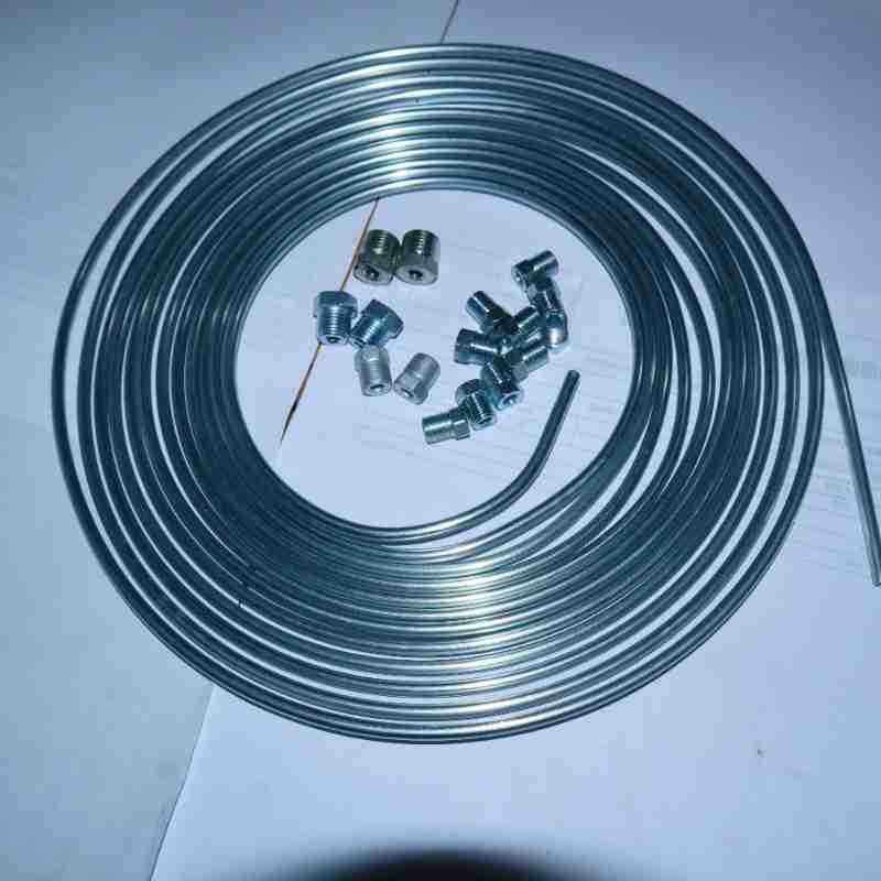 汽车制动油管镀白锌银色出口蚊香盘铁钢管硬管银色+16个配件