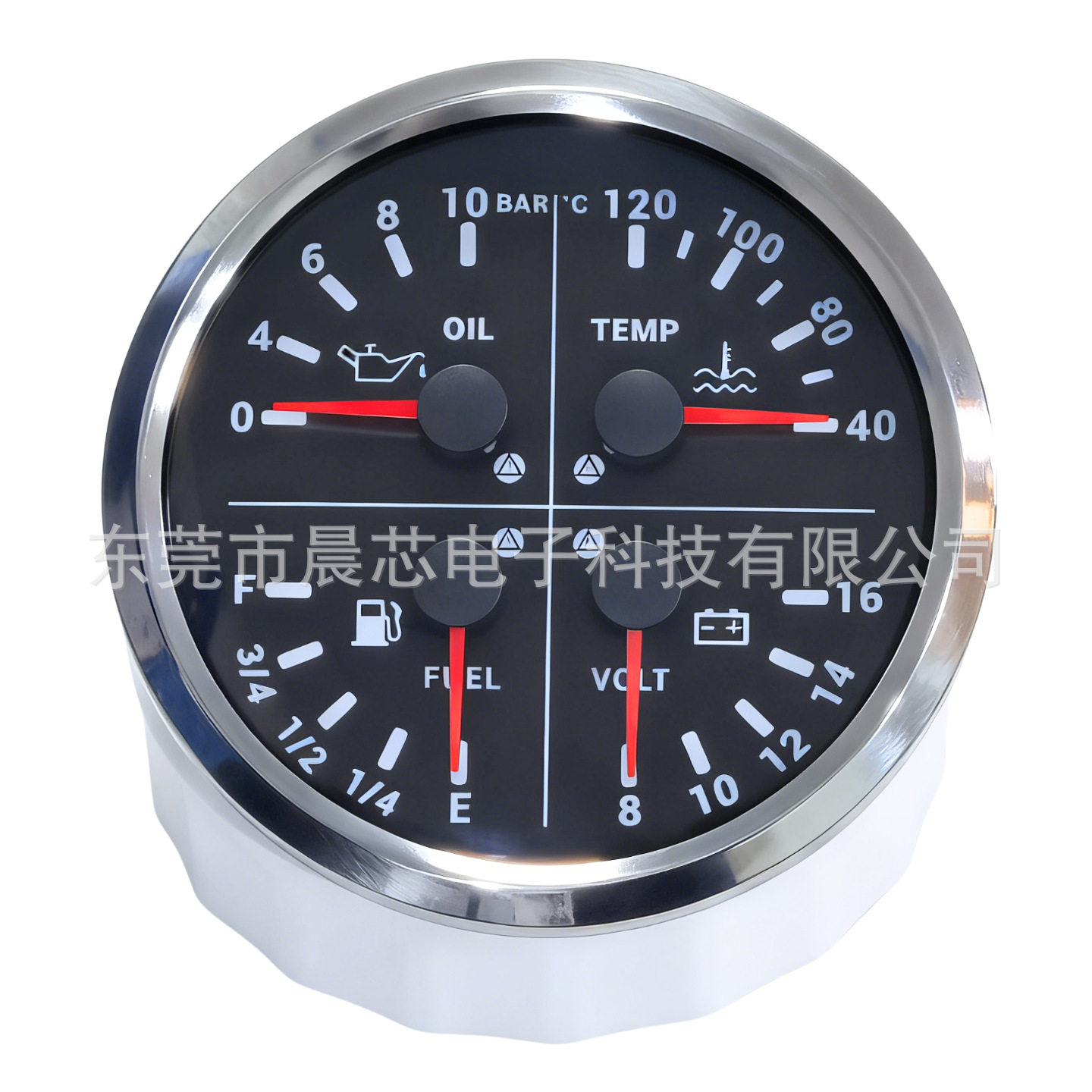 110mm内指针仪表汽车船舶油压水温油位电压四合一多功能仪表8-16V
