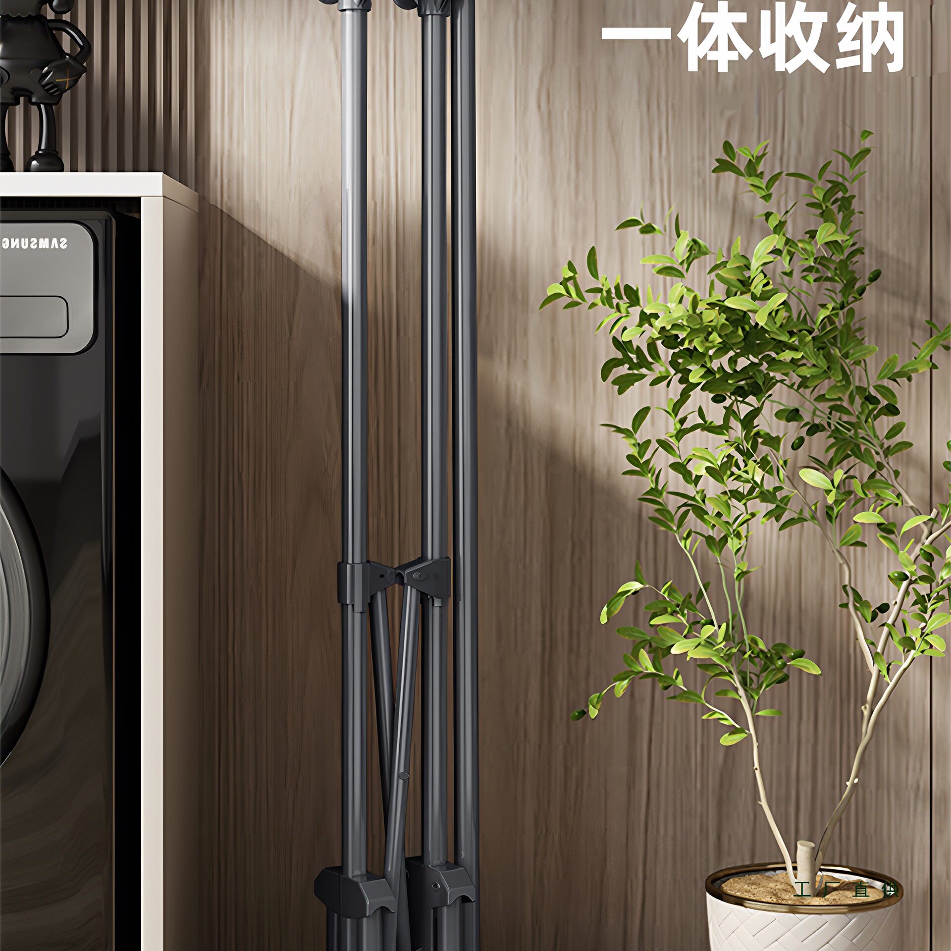 折叠晾衣架落地阳台家用小户型晾衣杆卧室内挂衣帽晒被子凉衣