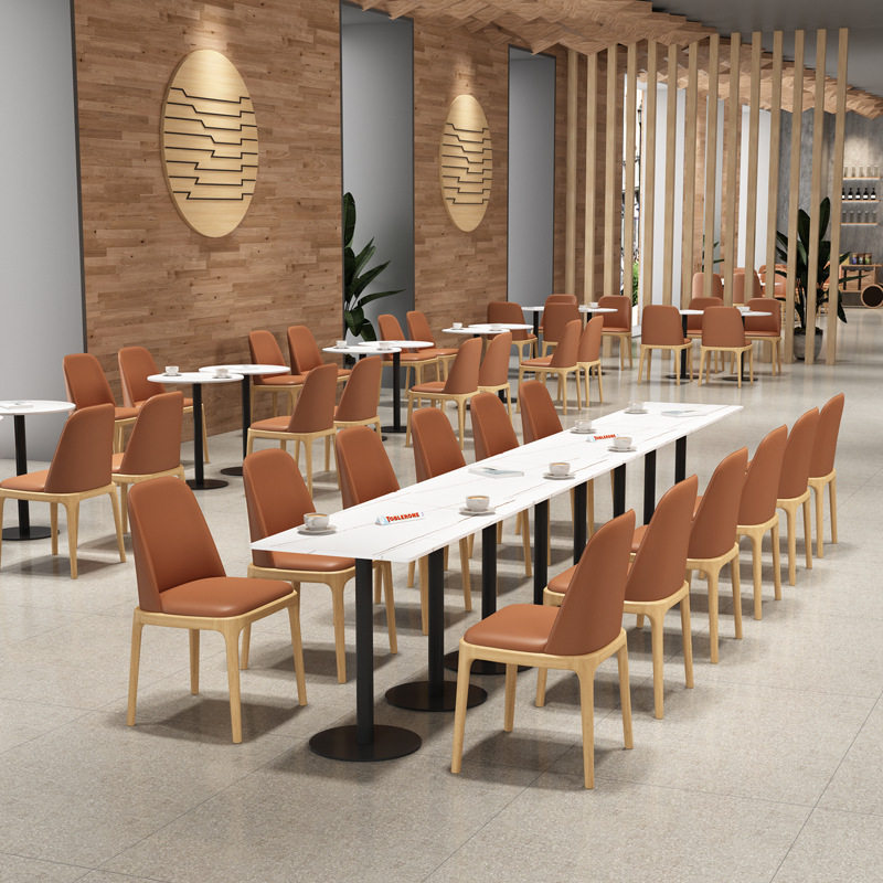 实木西餐厅桌椅餐饮小吃店饭店日本料理粉面馆餐厅卡座餐桌椅组合图片