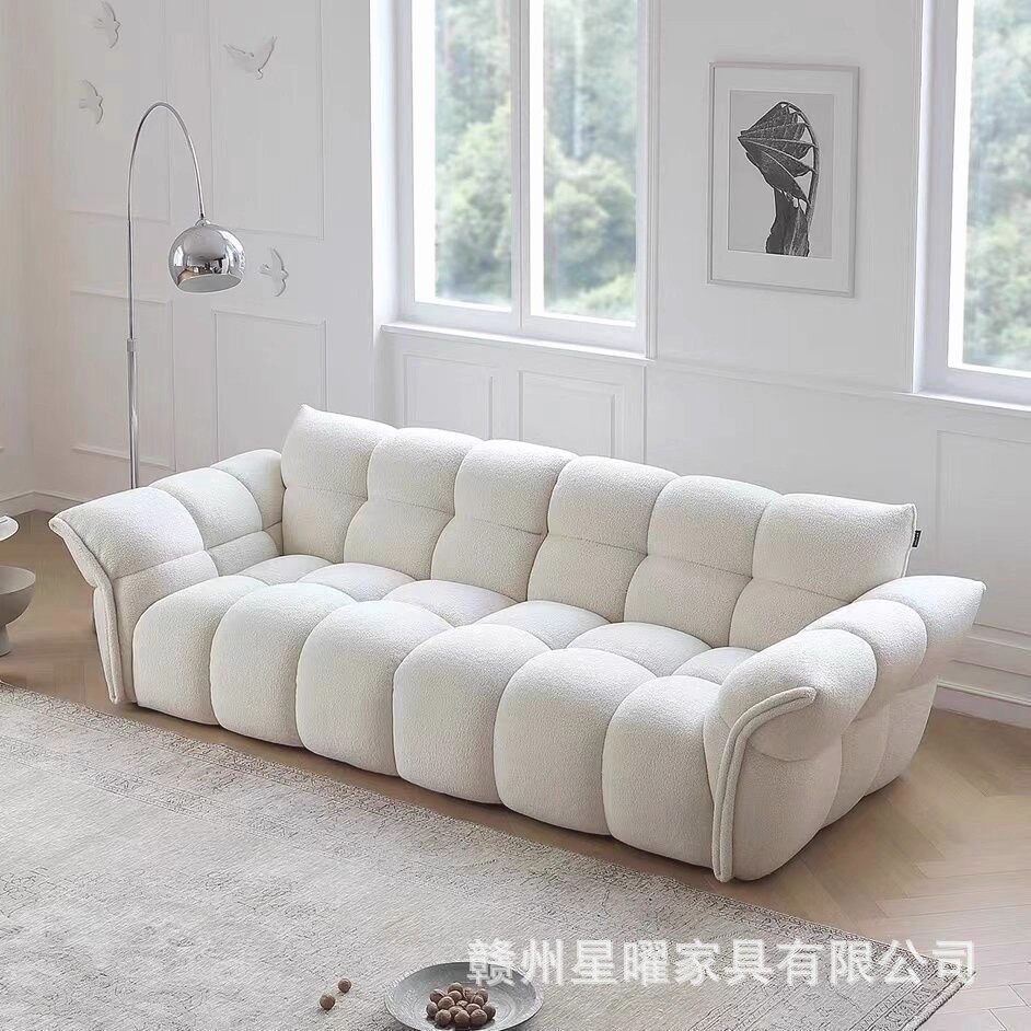 云朵沙发奶油风百合现代简约直排新款花瓣沙发雪尼绒客厅布艺沙发