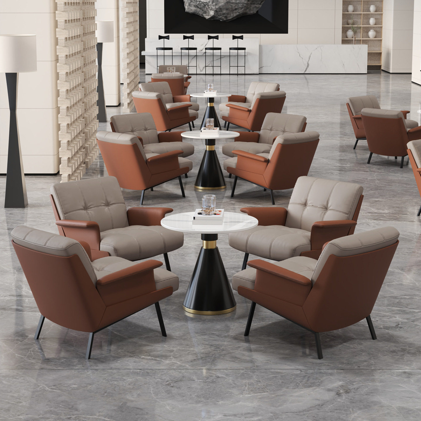 DAIKI休闲扶手单人沙发酒店会所商用大堂咖啡厅洽谈接待桌椅新品