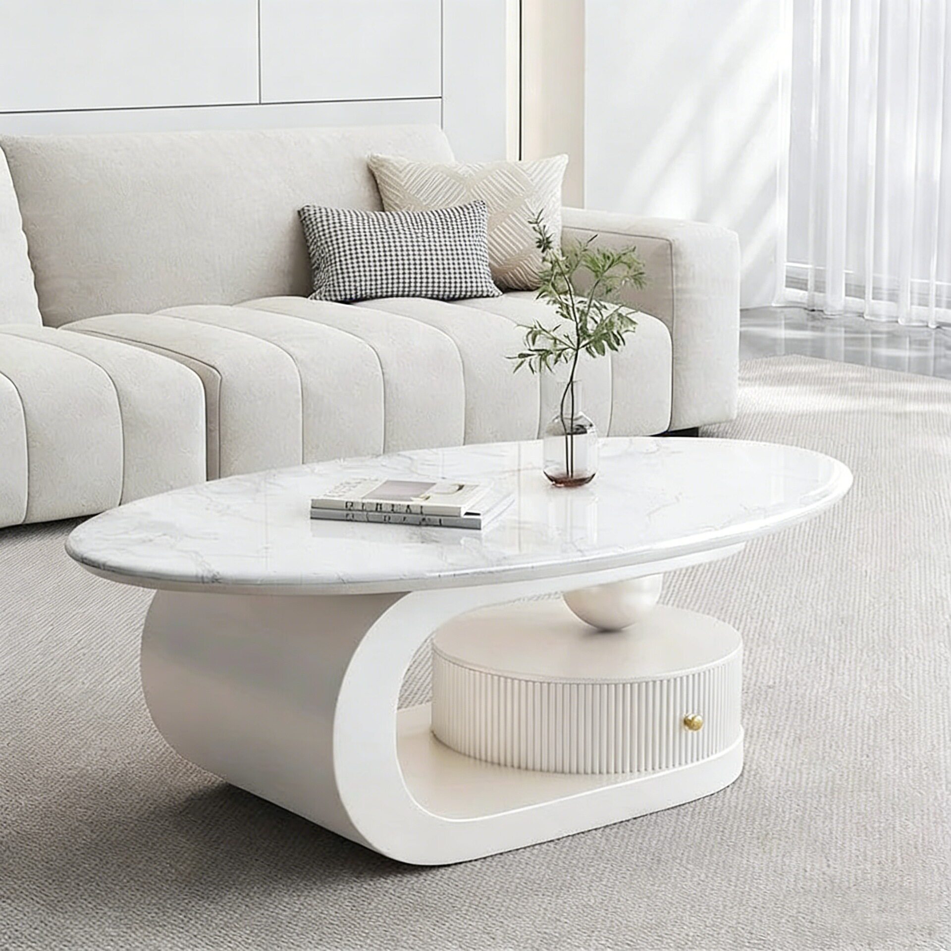 高级新款意式轻奢超晶石茶几客厅家用现代设计感创意腰型茶桌
