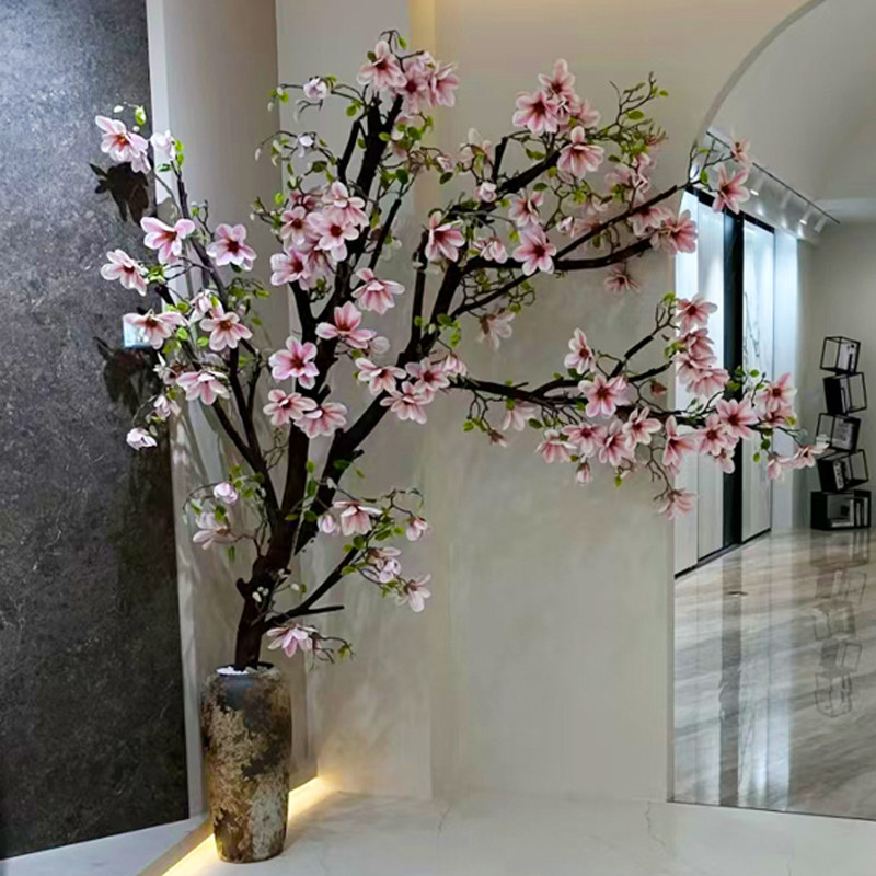 彷真玉兰花树假树大型彷真植物落地花艺橱窗装饰假花室内客厅摆件