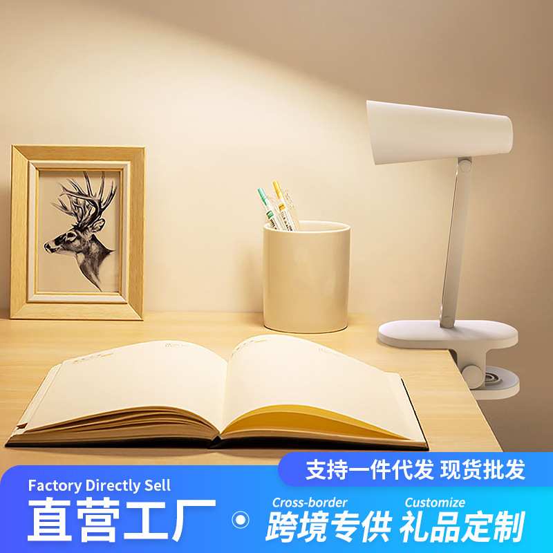 跨境夹子台灯学生现代简约led学习护眼usb充电宿舍卧室床头台灯