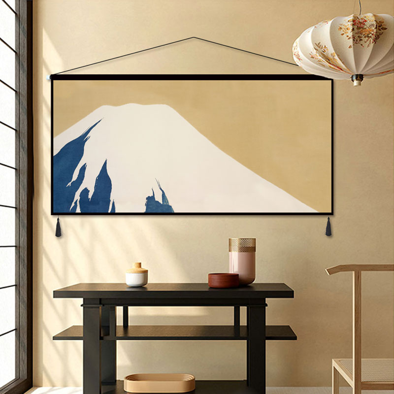 ins简约背景墙挂布日式墙布餐厅卧室客厅装饰画挂毯布艺富士山画图片