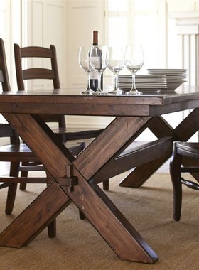 北美黑胡桃原木大板长桌复古做旧白蜡木茶桌小户形工作台会议餐桌