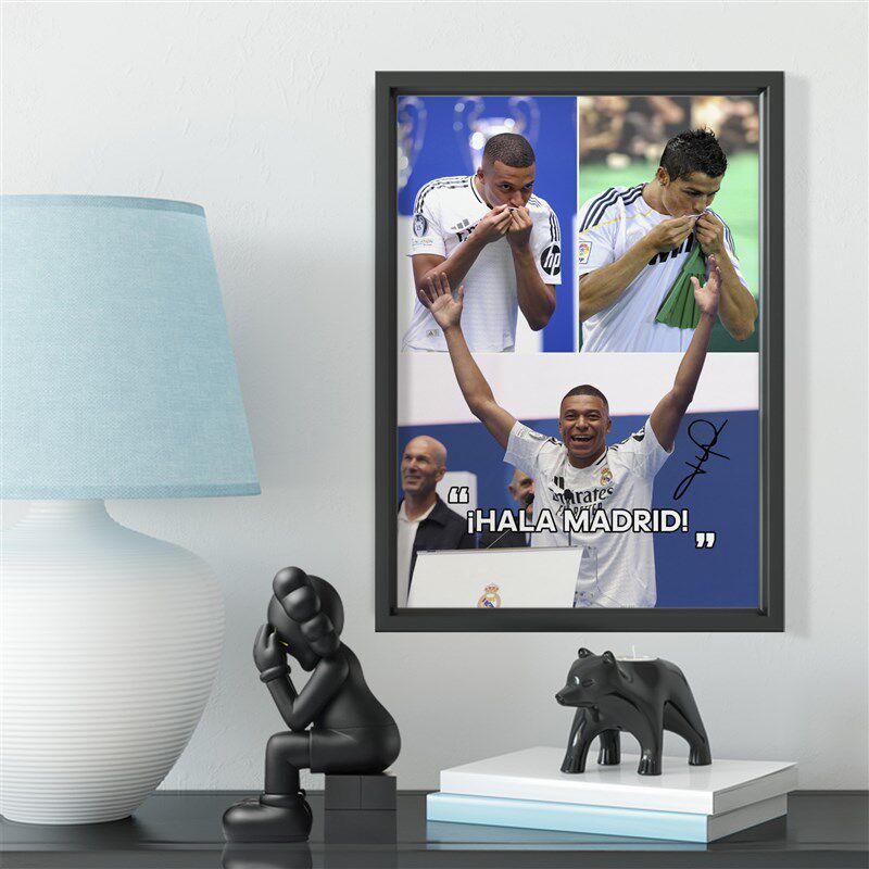 皇马姆巴佩致敬C罗加盟实木装饰相框照片墙桌摆挂框摆件酒吧壁画