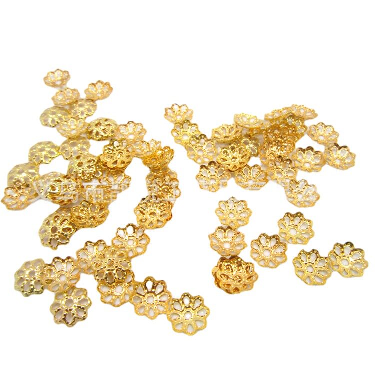 铁压花花托金属镂空小花托diy饰品配件材料可加做保色麻点花托图片
