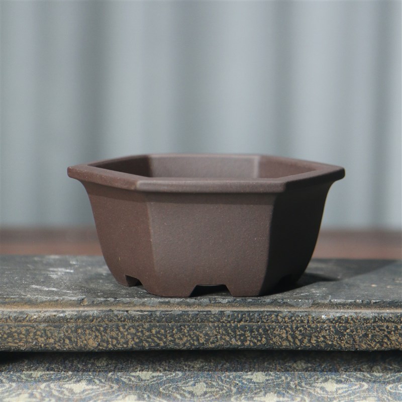 紫砂花盆六角形六方形盆景盆桌面盆栽茶室茶桌书桌小盆觅陶乡