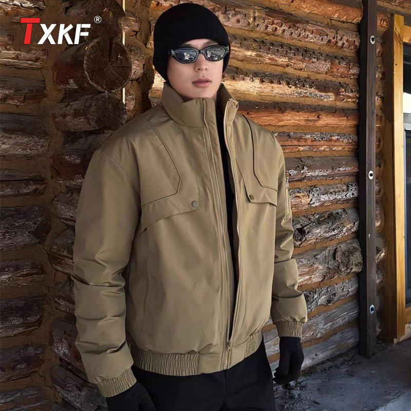 潮牌立领羽绒服男外套男士2025新款冬季加厚保暖夹克男款冬装棉服