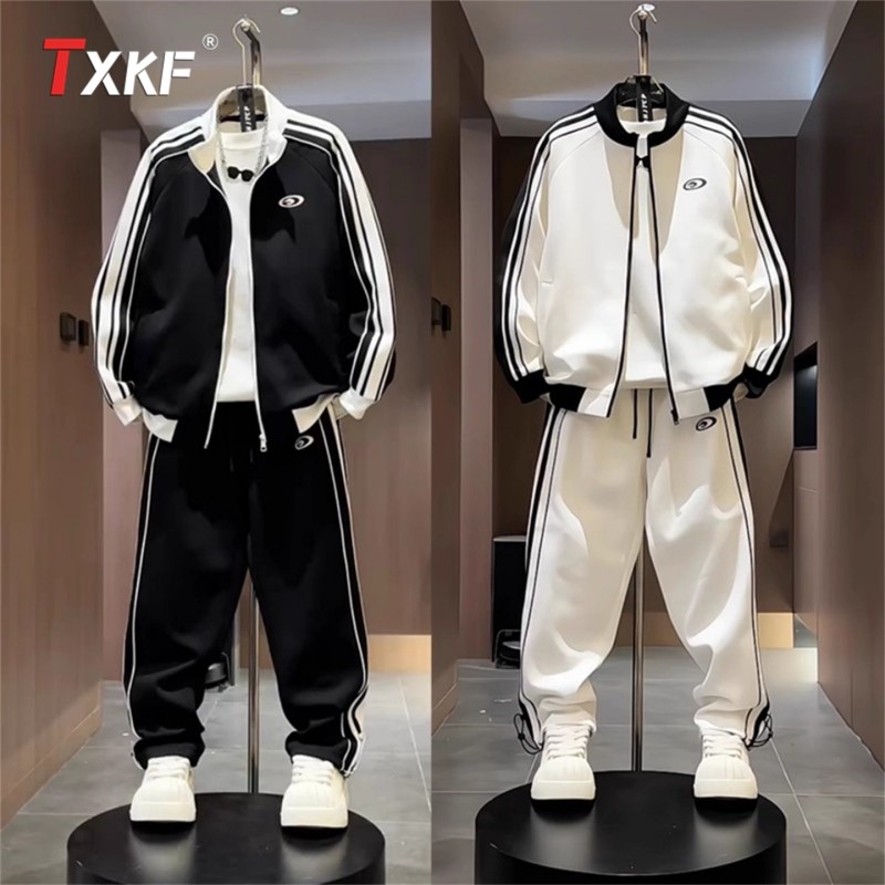 潮牌休闲运动套装男士2025新款秋冬季开衫卫衣外套卫裤男款两件套,男装,休闲运动套装,淘宝优惠券,粉丝福利购,淘宝优惠卷