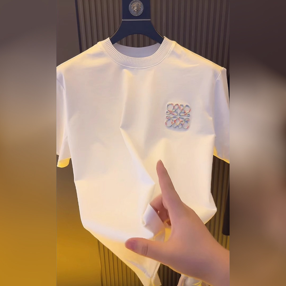 潮牌白色短袖T恤男士2026新款夏季欧货刺绣高级感半袖上衣服男款