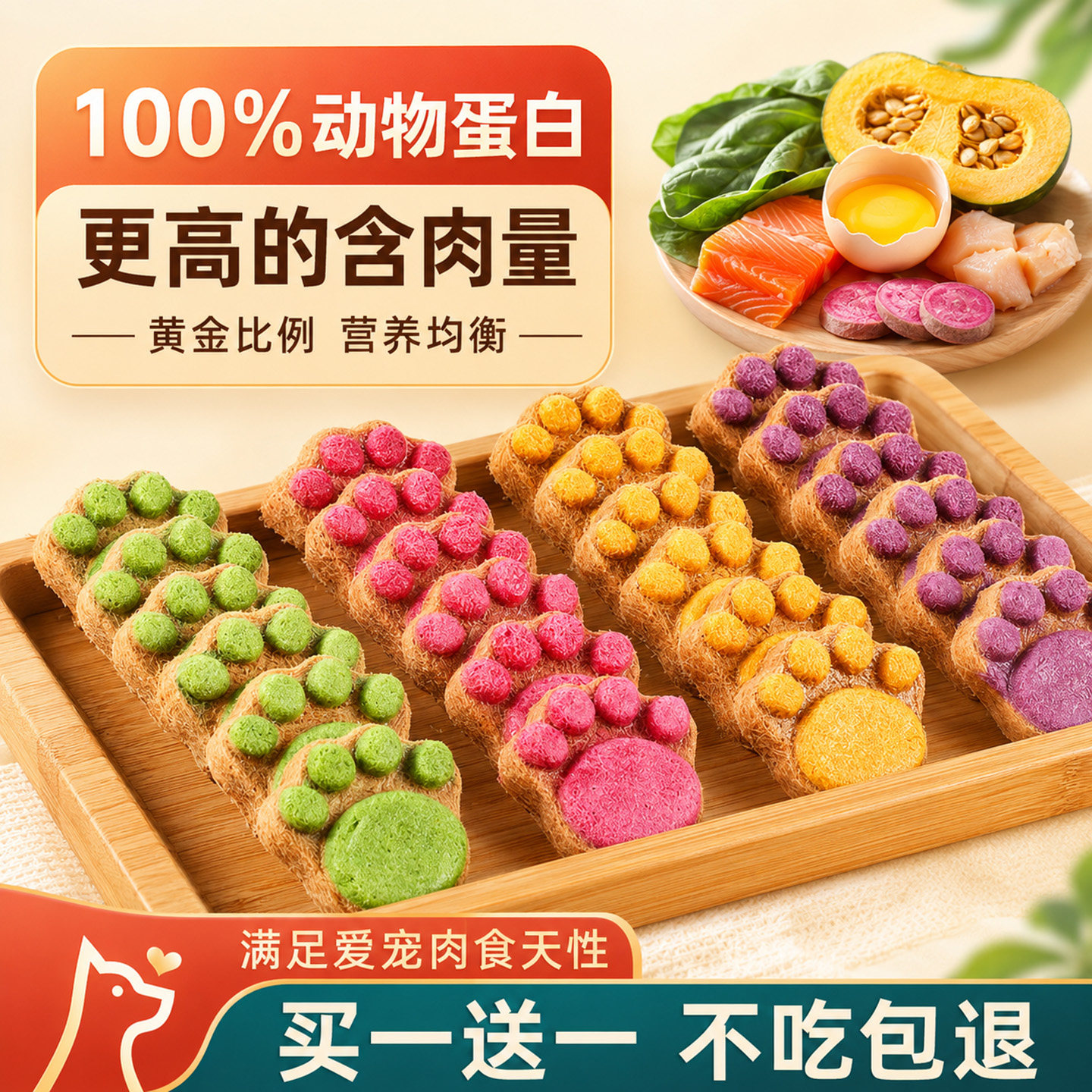 猫咪零食冻干猫爪饼干生骨肉饼营养解馋蔬果配餐猫狗通用宠物零食