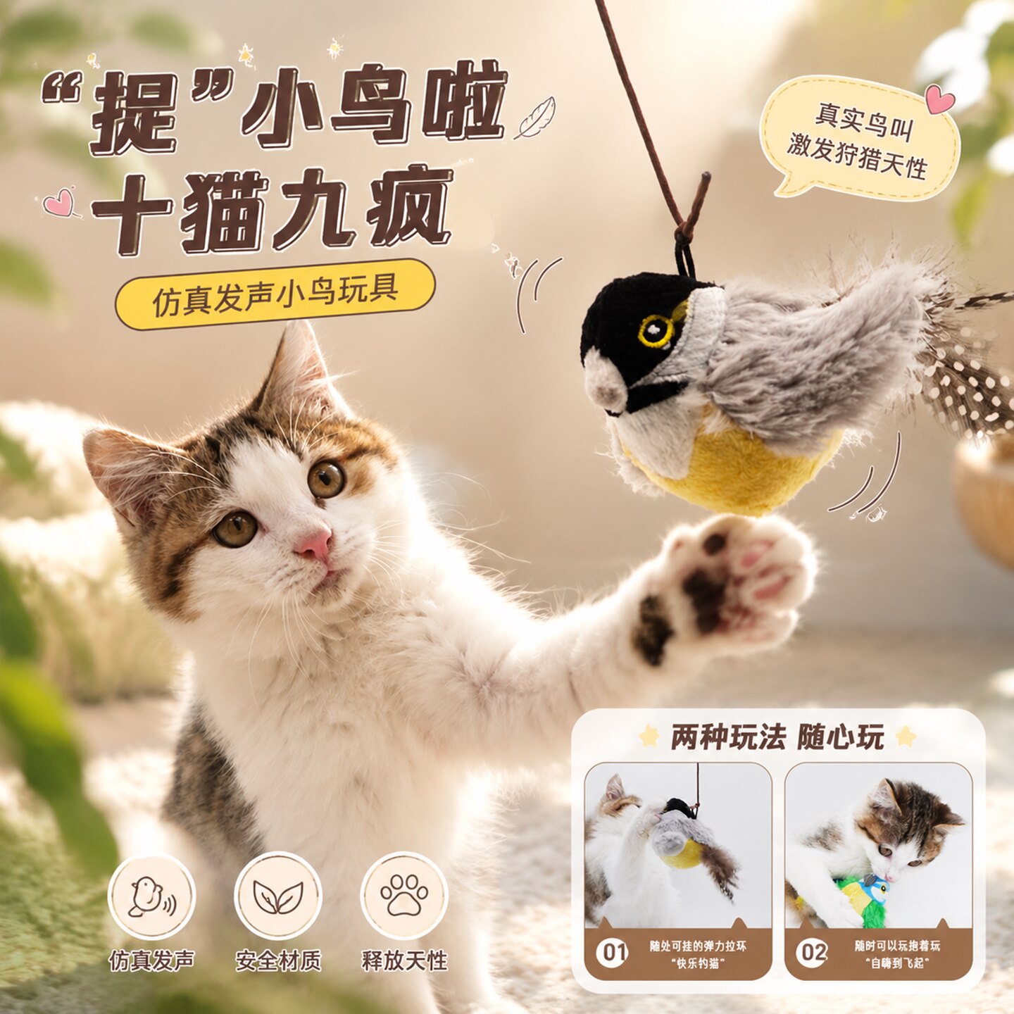 仿真麻雀发声逗猫玩具仿真鸟图片