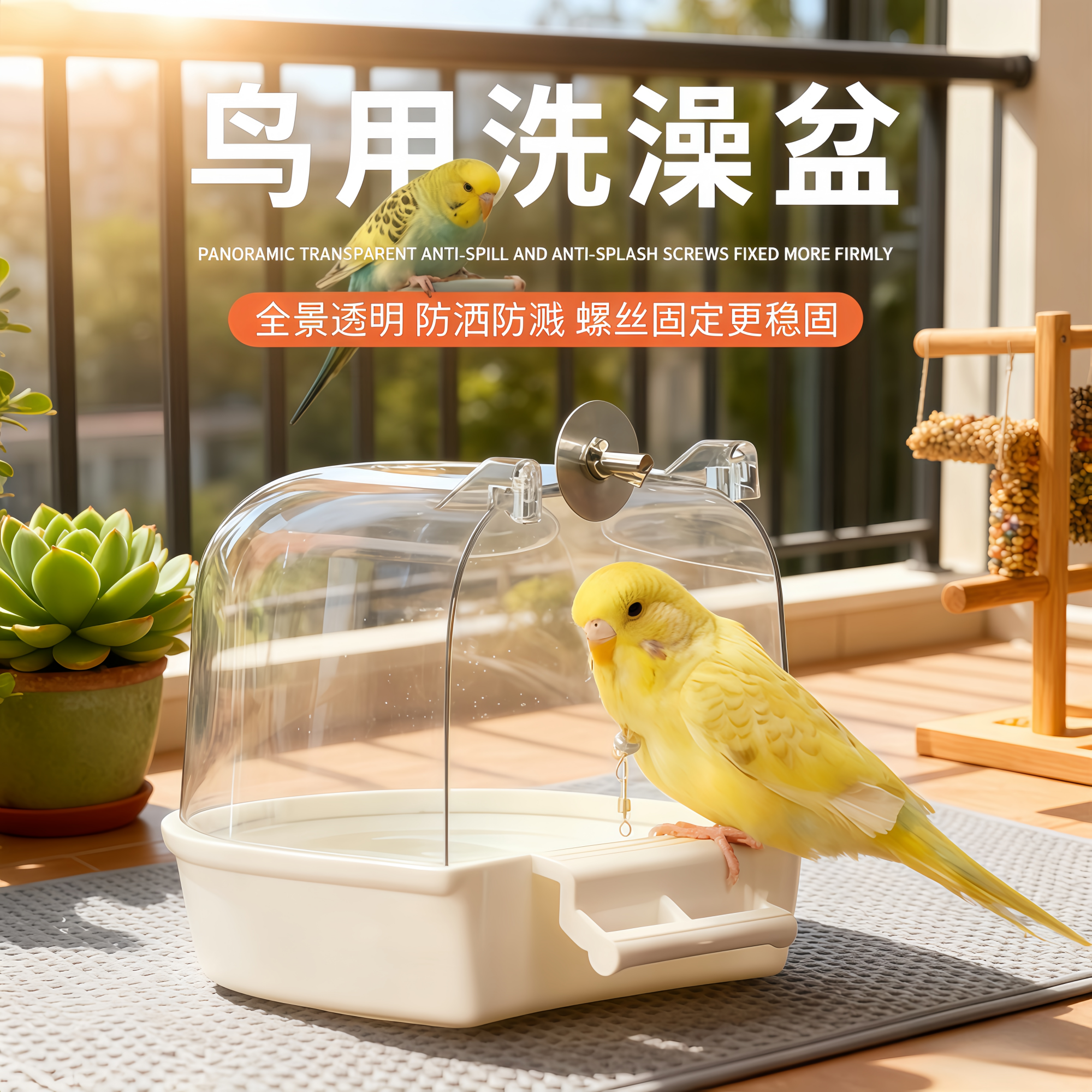 鹦鹉洗澡盆玄凤虎皮小鸟专用沐浴澡盆大号洗澡盒神器玩具用品大全