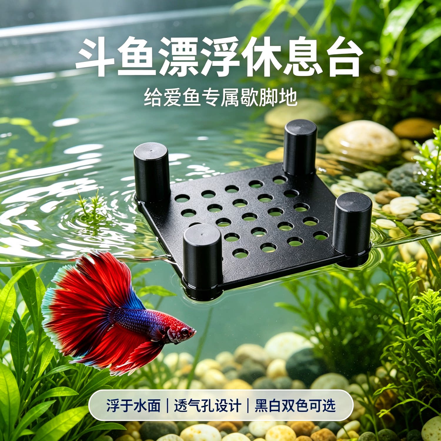 斗鱼多孔透水鱼缸漂浮躲避床
