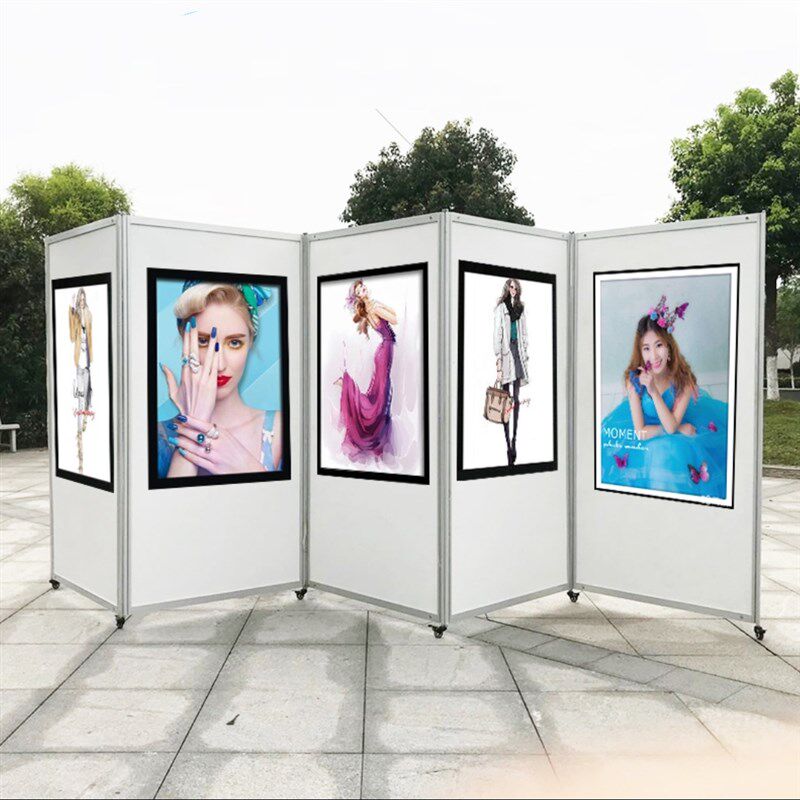 折叠屏风展板移动书画展板画展带滑轮展示架办公隔断宣传广告架