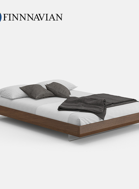 【6.18新品】侘寂极简无床头悬浮床 Hover黑胡桃实木次卧双人床架