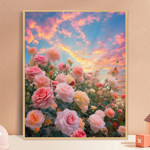 梦幻花卉 数字油画diy手绘画画填色高级感丙烯油彩涂色填充装饰画