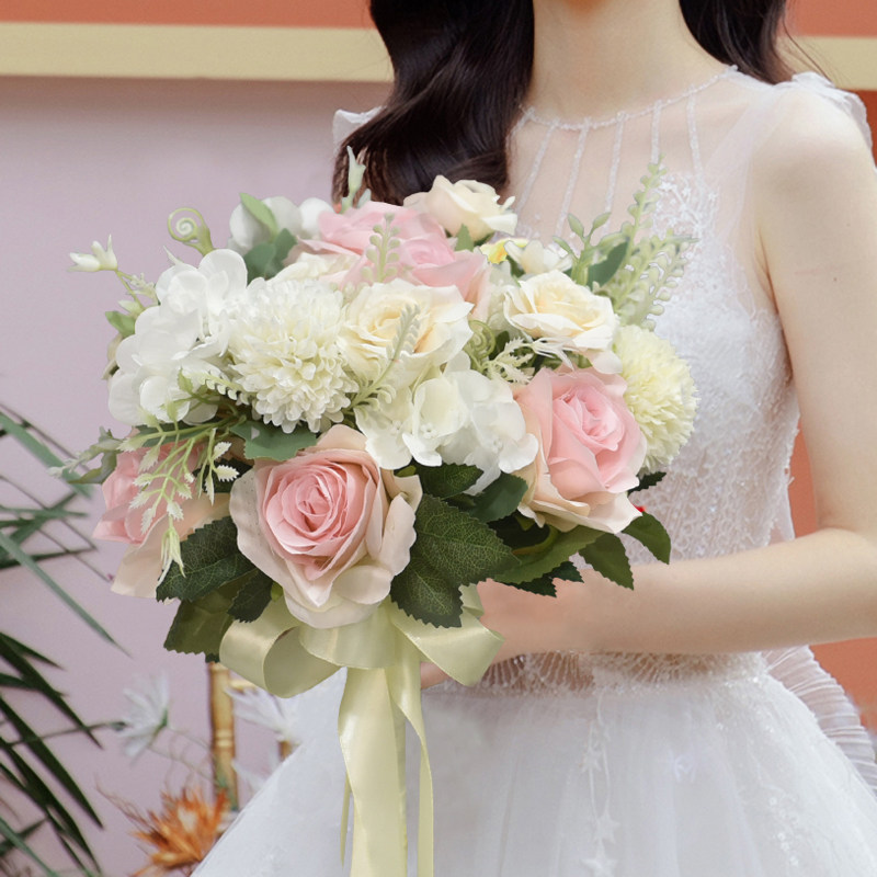 韩式婚礼手捧花新娘结婚领证拍照仿真花影楼外景婚纱摄影花束道具