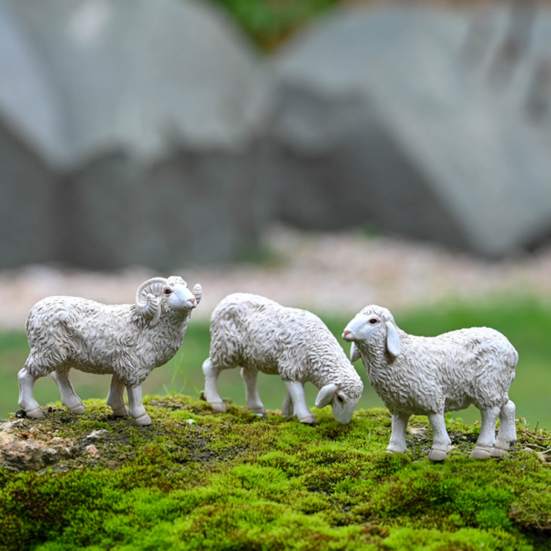 微景观仿真绵羊摆件花园盆景小羊装饰品造景桌面小动物工艺品摆设