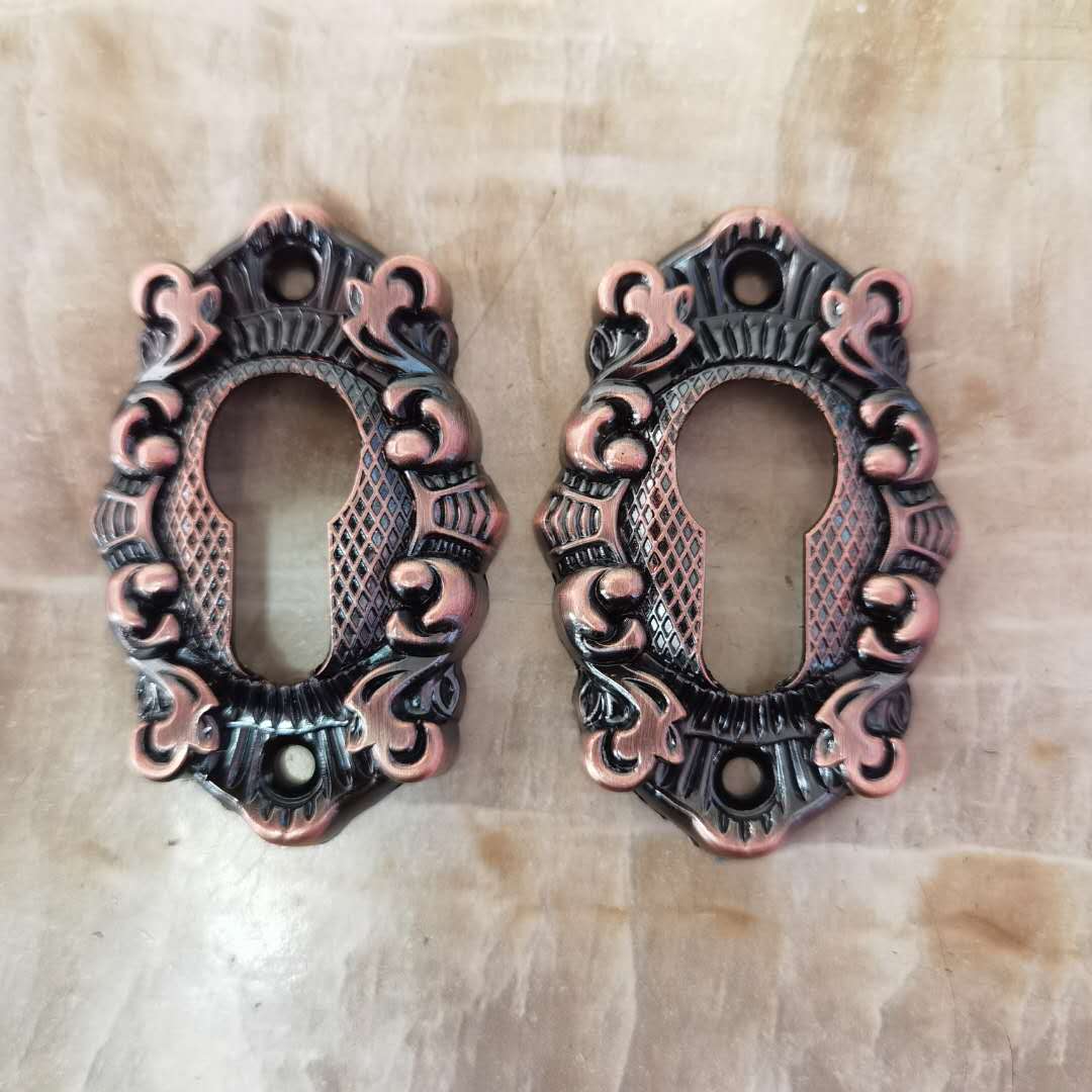 户外铝艺庭院大门锁红古铜欧式锁芯装饰盖锌合金花纹钥匙保护盖子