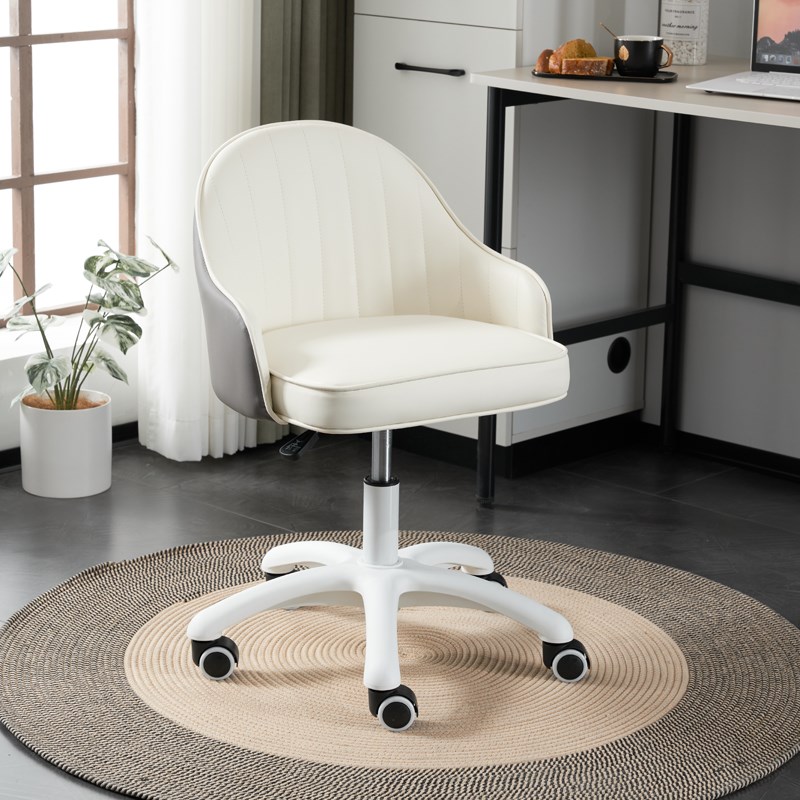 奶油风小转椅书桌椅升降电脑椅小巧家用小型座椅靠背舒适办公椅子