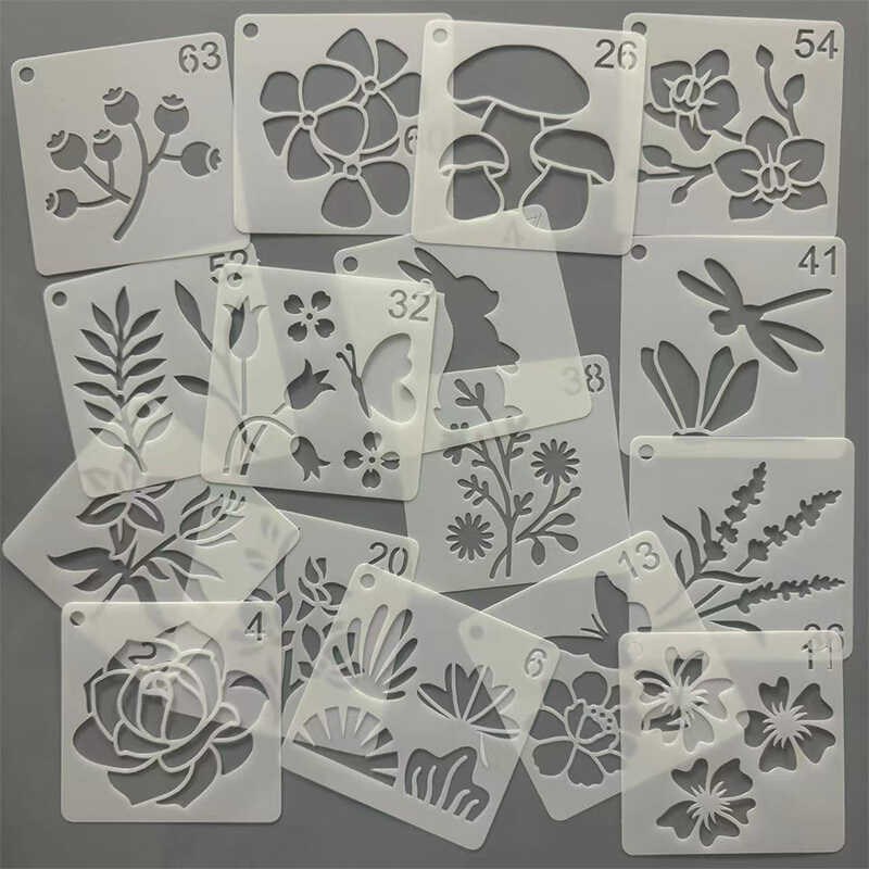 绿岛花园主题花朵植物蝴蝶镂空绘画模板儿童学生涂鸦diy手帐软尺
