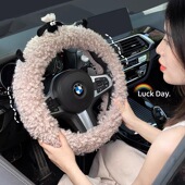 汽车方向盘套冬季 毛绒可爱车把套保暖羊羔绒男女士卡通方向盘套