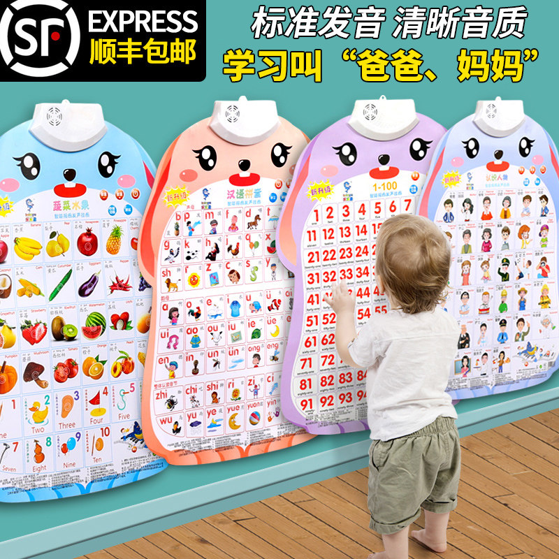 看图识字识物宝宝儿童玩具认知语音启蒙早教墙贴发声有声挂图2岁