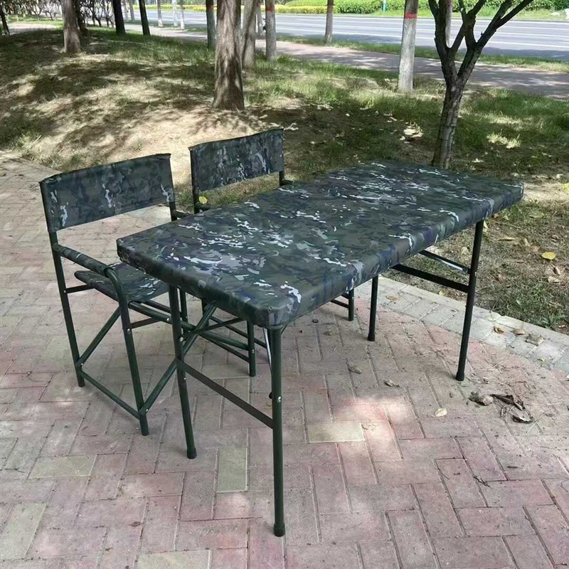 野战桌椅套装120*60折叠桌子折叠椅会议集训绿色升降折叠桌椅户外